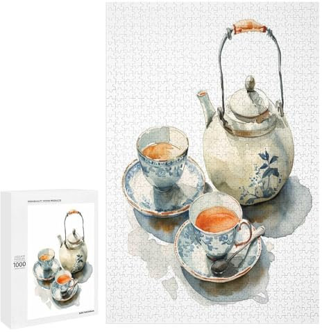 Teacups Colorful Tea Time Puzzle for Adults and Kids: Challenging 1000 - Piece Game, Family Decor Puzzle, Charming Tea - Party Jigsaw