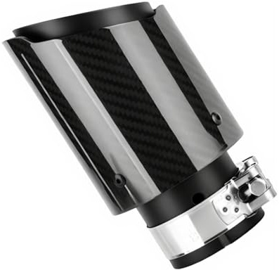 Madlife Garage 63mm Universal Endrohr,Auto Auspuff Ende,Edelstahl und Kohlefaser Auto Auspuffrohr,Auspuffspitzen Auspuff,Auspuffblende Endrohr (Schwarz)