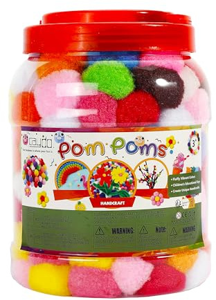 Caydo 200 Pieces 1.5 Inch Pom Poms 15 Colors Large Pompom Balls for Crafts for Kids DIY Art Creative Mother's Day Decorations
