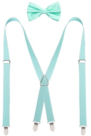Alizeal Herren Elastische Bequeme Fliege und Klammern Set X Form Verstellbare Klammern