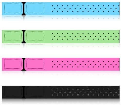 Aphumedc 4 Pcs Soft Visible Replacement Heart Rate Monitor Band, 14. 2 x 0. 8 Inch Adjustable Armband Strap Compatible with Orange Theory Fitness (Black, Blue, Green, Rose Red)
