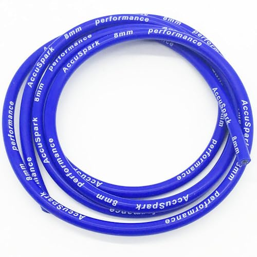 AccuSpark Blue 8mm HT Ignition Lead Cable – 2 Metres, Spiral Core Wire, Durable Silicone, Superior Spark Suppression, Universal Replacement Ignition Lead for Classic & Modern Cars