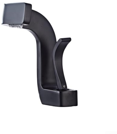 QTANZIQI 32–40 mm Wasserhahn im Wasserfall-Stil, WC-Wasserhahn aus Kupfer, Kunst-Badezimmer-Waschbecken, Warm- und Kaltwasserhahn (schwarz)