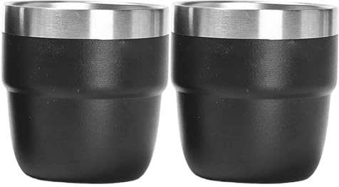Peosaard Stainless Steel Espresso Cups, 2PCS Stackable Cups 4oz Vacuum Insulated Stainless Steel Espresso Easy to Clean Mugs for Car Home Camping Travel