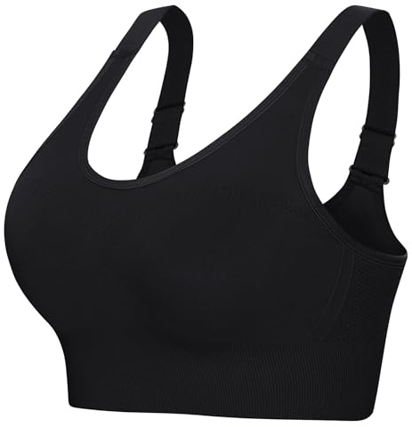 Leversic Sports Bra Women High Impact Wirefree Workout Bras Adjustable Straps Removable Padding Running Bras Gym Bra for Fitness Exercise(Black,L)