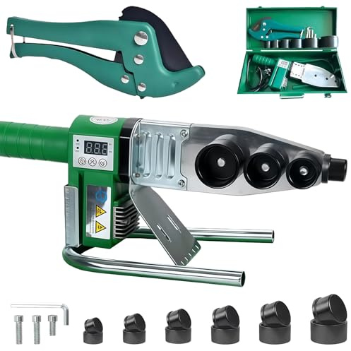 Soldadora de Plástico para Tuberías PPR,Máquina de Soldadura con Pantalla | para Tubos Ø20/25/32/40/50/63 mm, Incluye Cortador de 42mm y 6 Accesorios