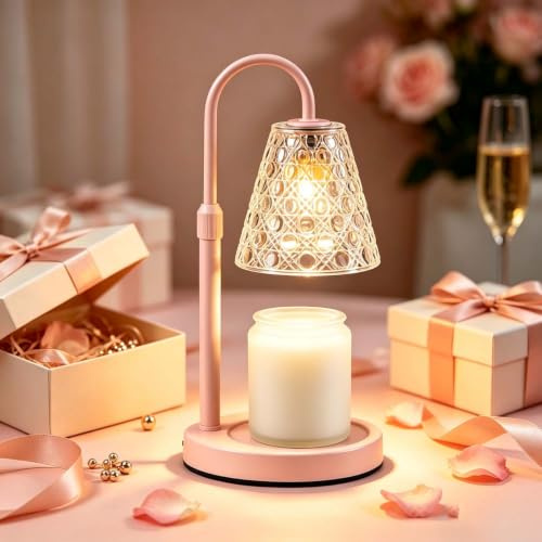 ACED Candle Warmer Lamp with Timer Dimmable, Wax Melt Warmer 2 Bulbs, Pink