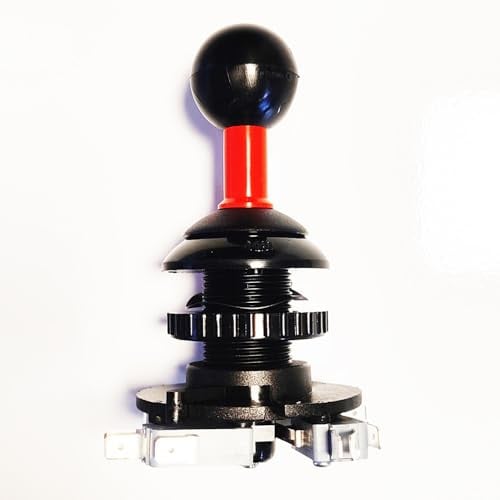 Digitalkey Joystick EDIERRE Mod. 02/P XL con Boccola Filettata Lunga, Montaggio su Plance (Nero_Rosso)