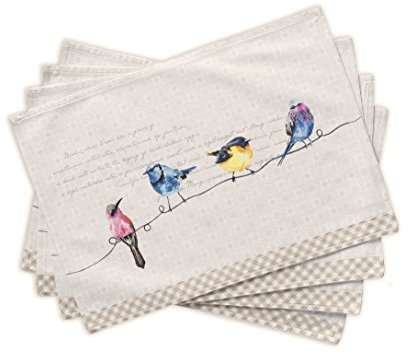 Maison d'Hermine Tischsets, 100% Baumwolle, 4er-Set, 33 cm x 48 cm, dekorative, waschbare Ostern Tischsets für Abendessen, Camping, Birdies On Wire – Frühling/Sommer