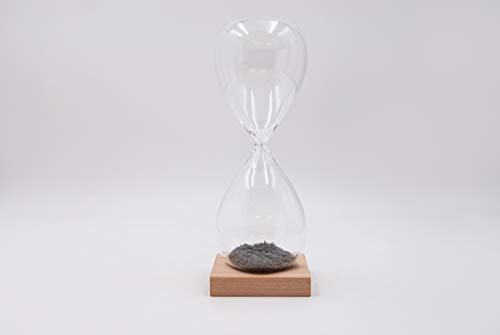Mascagni - Sablier magnetique avec Base en hêtre - H. 20 cm, Gris