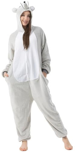 Katara 1744 - Maus Kostüm-Anzug Onesie/Jumpsuit Einteiler Body für Erwachsene Damen Herren als Pyjama oder Schlafanzug Unisex - viele Verschiedene Tiere