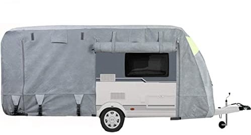 iiSPORT Schutzhülle für Wohnwagen - Wohnwagen Abdeckplane Atmungsaktiv Caravan Schutzhülle Abdeckung mit 1 Jahren Garantie, 670x250x220CM