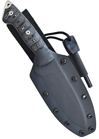 CELTIBERO - Couteau de Survie à Lame Fixe pour Camping Randonnée Chasse Outdoor Bushcraft, Lame inox MOVA-58, Couteau Full Tang avec Étui, Allume Feu, Handmade in Spain
