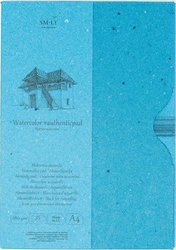 SMLT AA-35 Authentic line A4 Aquarellblock authenticpad, 280 gsm weiß Aquarellpapier, 35 Blatt