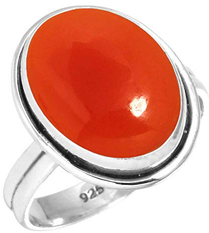 Jeweloporium Orange Real Karneol 925 Silber Ringe für Frauen Edelstein viktorianisch Silber Ringe Größe 62(19.7) Weihnachten - Geschenk Handgefertigt Schmuck