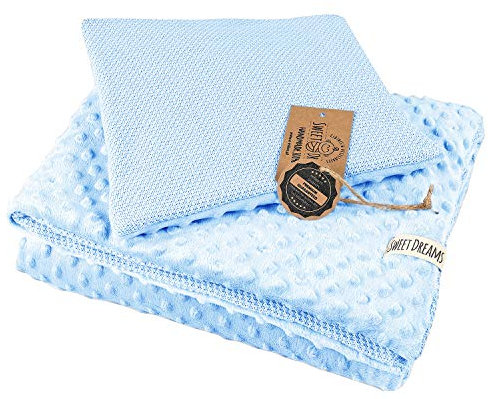 SweetDreams* Kinderdecke & Kissen Ultimativer Komfort für Zuhause & Reisen Weicher Stoff für warmes & kuschliges Schlafen Für Kinderwagen, Auto & Kindergarten (75x90) Baumwolle Minky(1002)