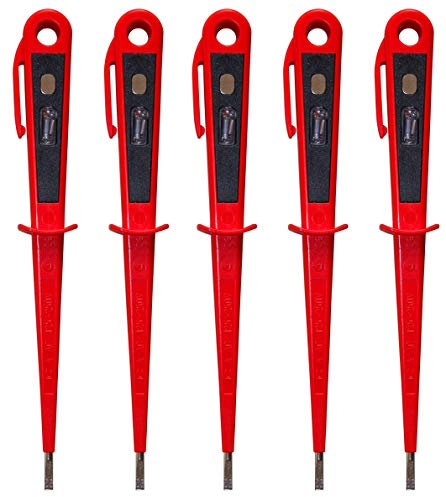 H+H Werkzeug 45800 5 x 45800 Europrüfer/Spannungsprüfer/Phasenprüfer bis 250V GS geprüft nach VDE 0680 Made in Germany, rot/schwarz, 190 mm, 45800 VDE