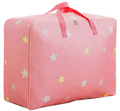 Elonglin Aufbewahrungstasche für Kleidung, Decke, Kissen, wiederverwendbar, mit starken Griffen, für Gepäck, Reisen, Sport, platzsparende Tasche, Textil, O, M (55 * 33 * 20cm)