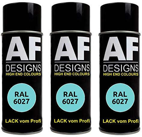 Alex Flittner Designs 3x RAL Lackspray Autolack Buntlack Spraydose RAL6027 LICHTGRUEN matt