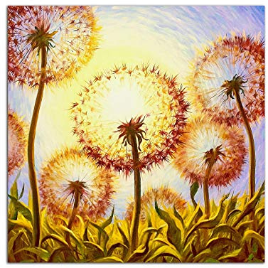 Startonight Bild auf Acrylglas - Sonne und Löwenzahn - Abstrakte Modernes Acrylglasbild - Deko Glas 60 x 60 cm