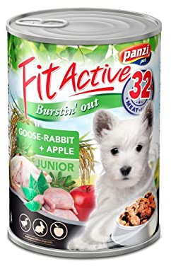 Panzi Pet - Fit Active Junior - Hundefutter - Dosenfutter - Nassfutter - Welpen & Junior - Enten und Kaninchengeschmack - 10 x 415 g