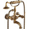 Fw Robinet De Baignoire, Mitigeur Douche Montage Mural, Double Poignée Laiton, Support Et Flexible 150Cm, Pour Salle De Bains, Finition Laiton Antique