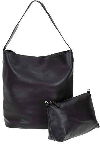 Alessandro Salvatore Handtasche Damen Tasche Duo Maxi Shopper A4 mit Organizer-Tasche Bag im Bag Damentasche gross Kunstleder 5730 (Black (Schwarz))