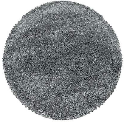 Carpettex Hochflor Teppich Wohnzimmer Shaggy Flokati Modern Einfarbig 200 cm Rund Hellgrau - Schlafzimmer Weich Flauschig Waschbar Küche Esszimmer - Langflor