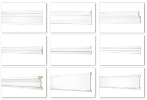 Profilo piatto 2 metri 160x40mm - Profilo PU liscio, bianco, antiurto - AD393 Hexim Perfect Serie 1 - Profilo piatto decorativo a muro profili decorativi