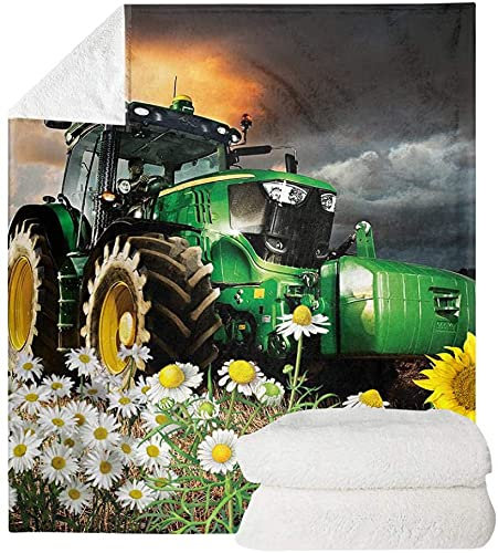 Proxiceen kuscheldecke Traktor Thema Decke Flanell Decke Sofadecke Flauschige Warme tagesdecke (Stil 4,150 x 200 cm)