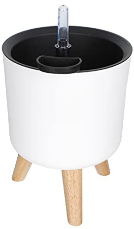 YARNOW Blumentopf Mit Holzgestell Blumentopf Auf Stelzen Self Watering Bew?sserung Pflanzer Moderne Topf mit Anzeige für Alle Sukkulenten H? ? Hydrokultur Topf 40 cm Basilikum Topf Mit Bewässerung
