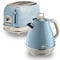 Ariete ARPK3 Retro Style Jug Kettle and 2 Slice Toaster Set, Vintage Design, Blue