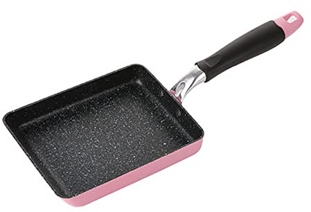 KUCOCOSNEH Poêle à omelette japonaise Tamagoyaki - Poêle à œufs antiadhésive - Poêle carrée en alliage d'aluminium - Rose/noir
