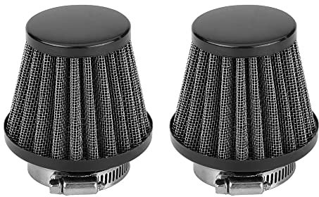 ETOPARS 2 X Nero Filtro Aria Moto Universale Kit Filtro Aspirazione Aria Moto 38mm 39mm 40mm Morsetto Fredda Induzione Filtro dell'Aria Cono Moto Scooter