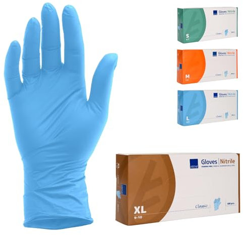 ABENA Nitrilhandschuhe XL, 100 Stück – Einmalhandschuhe Blau, handschuhe einweg, puderfreie & latexfreie – Einweghandschuhe in S, M, L & XL verfügbar