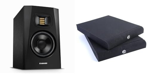 Adam Audio Monitor de Estudio T5V para grabación, Mezcla y masterización, Sonido de Calidad de Estudio & Adam Hall Stands Pad Eco 2 - Base Aislante para Monitor de Estudio 265 x 330 mm