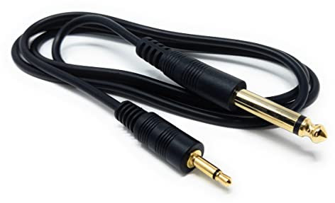 DRUT 1m 3.5mm MONO Jack to 6.35mm MONO Jack Plug Audio TS Coax Cable Lead, Male to Male Gold Flashed Ends (3.3ft.)