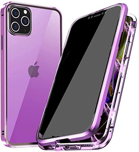 PingGoo Magnética de Privacidad Funda para iPhone 15 Pro MAX, Protección Completa de 360° Cover, Protector Cover de Pantalla de Privacidad, Marco de Metal, Funda Antiespía, Violeta