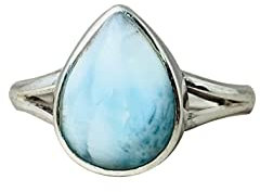 Larimar Ring 925 Silber handgefertigter natuerlicher Edelstein Damen ring (70 (22.3))