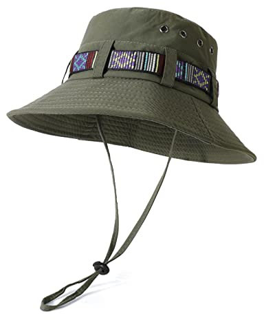 TAGVO Bohemia Estilo Sombrero de Pescador Hombres, Protección UV Plegable ala Ancha Gorras de Senderismo, Sombrero de Cubo Sombrero para el Sol al Aire Libre para Hombre Mujer para la Pesca Camping