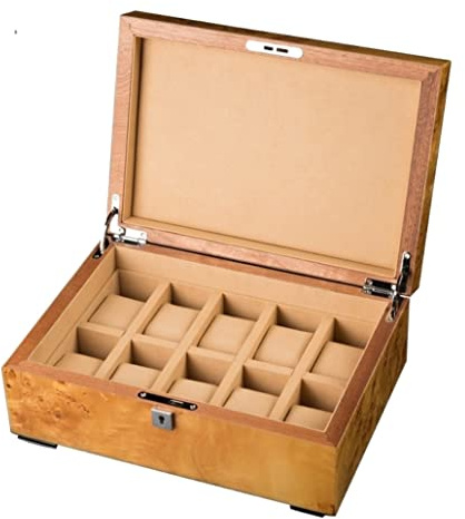 IRYZE Uhrenetui Uhrenbox Uhrenkoffer Uhrenkasten Uhrenaufbewahrung Uhrenbox Organizer Case 10 Slots Uhrenvitrine Holz Uhrenetui Für Männer Frauen Uhrenrolle Uhren Aufbewahrungsbox (Color : A)
