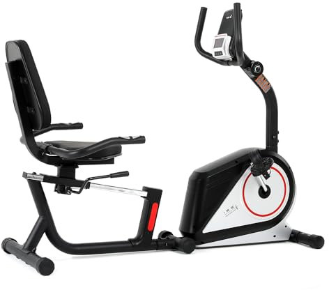 ISE Liegeergometer 2-In-1, Liege-ergometer mit Magnetbremse, 8 Stufen Widerstand&Multifunktions-LCD-Display, Impulssensoren, einstellbarer Sitz Ergometer