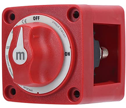 Battery Isolator Switch, DC12V-48V Master Switch Battery Disconnect Isolator Switch Battery Cut Off Switch Single Circuit 6006 M-Series ON OFF Switch IP66 Waterproof with Knob for Marine Boat