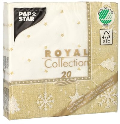 Papstar Servietten Royal Collection Xmas gold 3-lagig 25x25cm 20 Stück