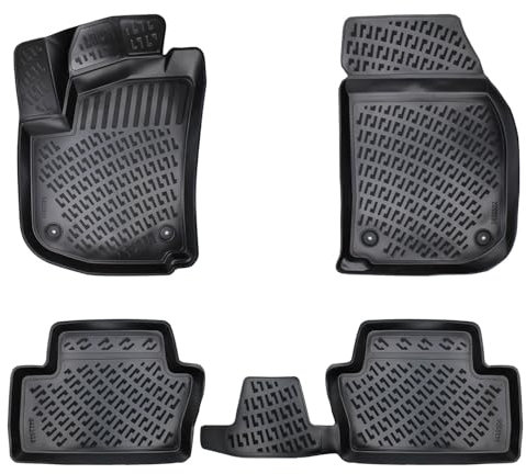 Rizline Passgenau 3D Fussmatten Auto Kompatibel mit Opel Zafira A 1999-2005 Passgenau Gummimatten Auto Zubehör 1. und 2. Reihe TPE Allwetter Geruchlos rutschfest Vorne & Hinten Schwarz