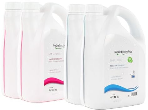 Freizeitschmiede Set Simple Blue + Simple Rinse Toiletten Zusatz je 4L Spülwasserzusatz, Sanitärflüssigkeit für Campingtoilette