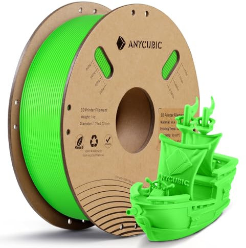 ANYCUBIC PLA Filament 1.75mm, 3D Drucker Filament PLA, Filament 3d Druckmaterialien für FDM 3D-Drucker, Vakuumverpackung, Intelligente Identifikation, 1kg PLA Grüner Blitz
