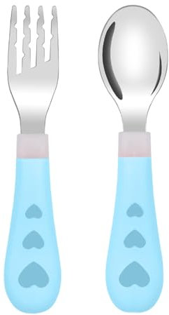 OUDQFCJ 2pcs Posate Bambini in Acciaio Inox Set Posate Bambino Forchetta Bambini e Cucchiai Bambini per Bambino Casa Scuola Uso