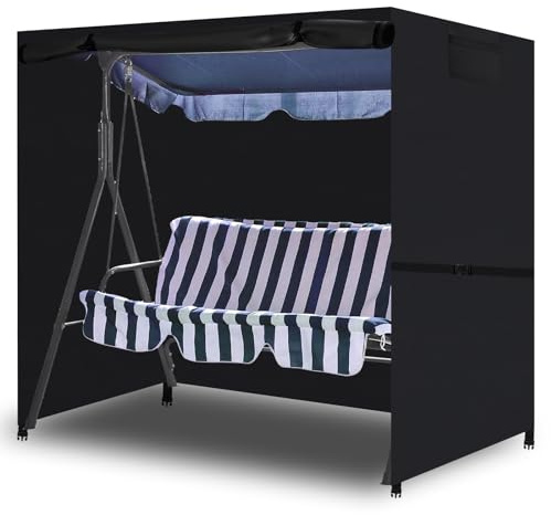 WLDGQGE Hollywoodschaukel Abdeckung 4 Sitzer, 600D Oxford-Stoff Gartenschaukel Abdeckplane,Wasserdicht und UV-beständig, Gilt für GartenSchaukel, (210 * 150 * 150cm)
