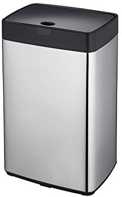 Dihl Chrome 35L Kitchen Bin with Motion Sensor Lid, Automatic Battery Operated Trash Can, Hygienic Waste Disposal, 35 Litre Capacity, Silver with Onyx Black Lid